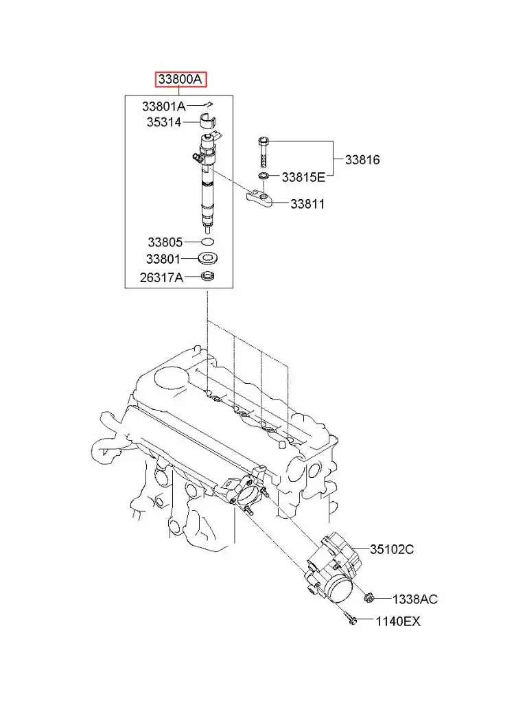 INJECTOR ASSY-FUEL 338002A800 0445110410 (33800-2A800 04451-10410) (Mobis)