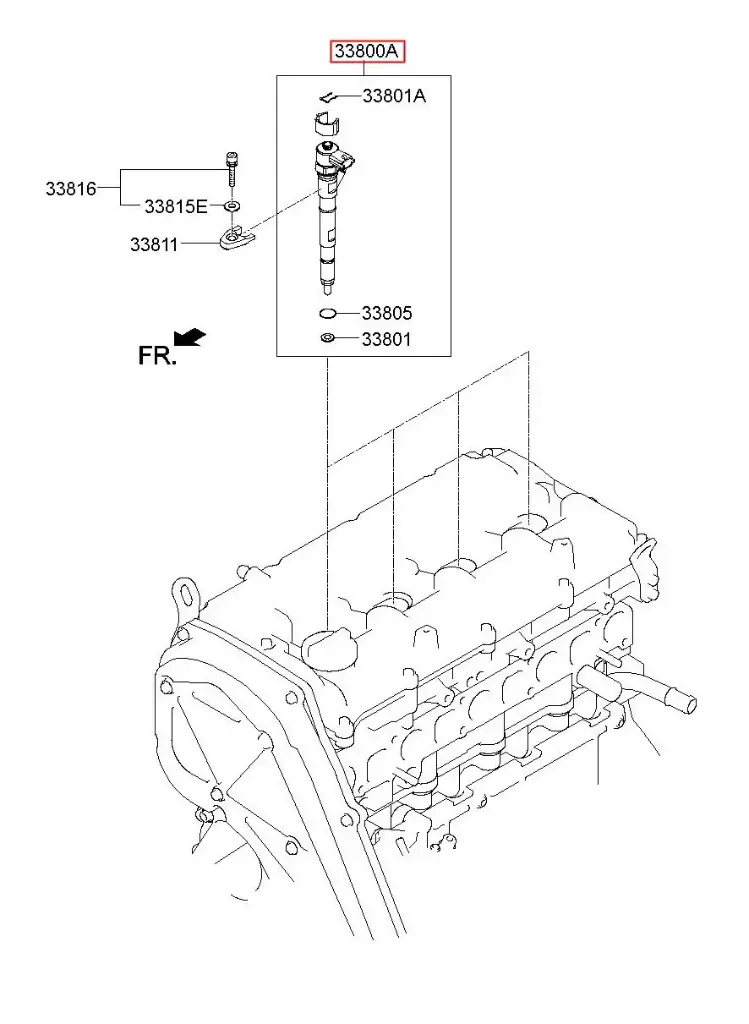 INJECTOR ASSY-FUEL 338004A700 (33800-4A700) FIT Porter 2, Bongo 3, Grand Starex (Mobis)